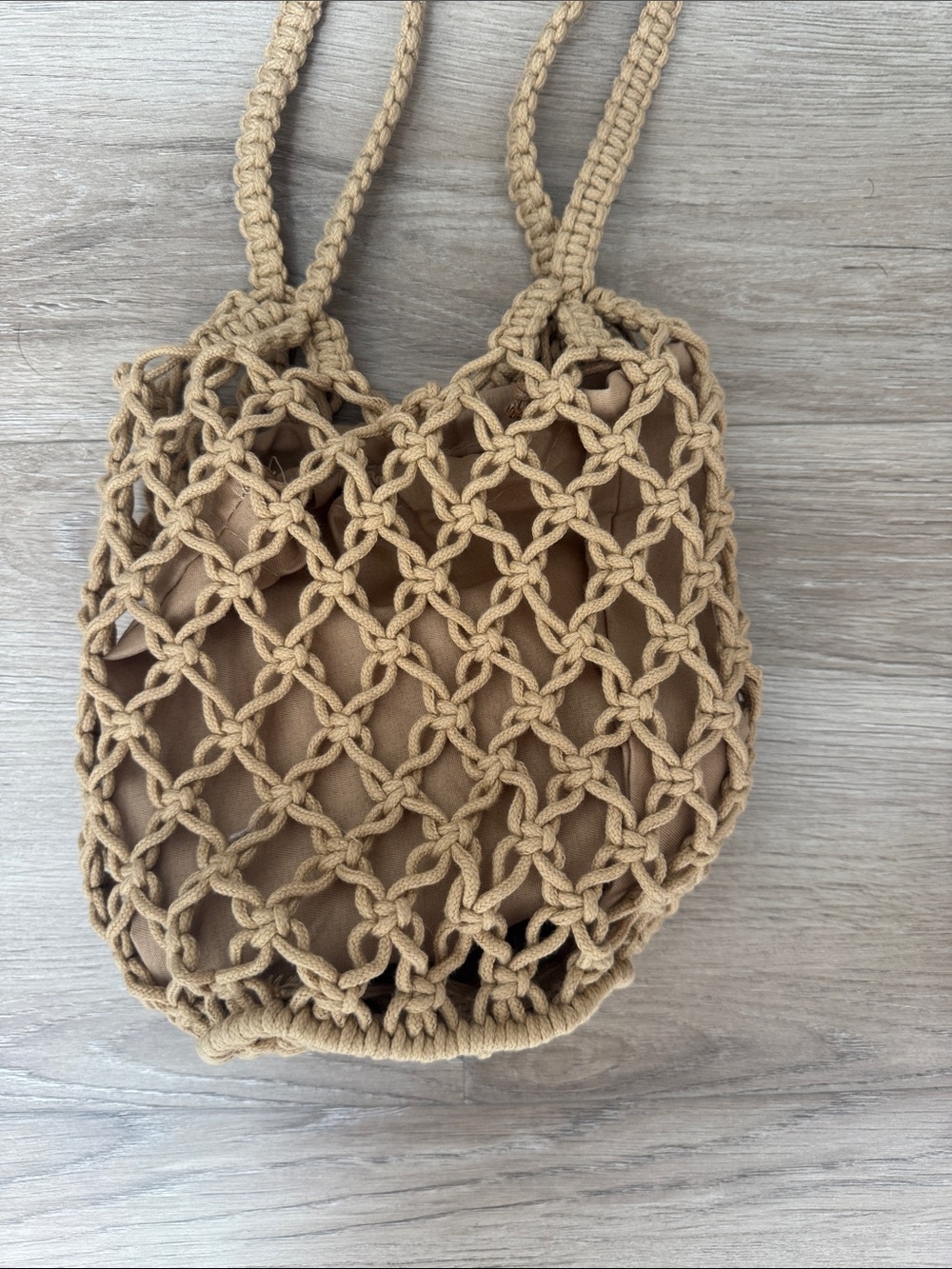 Handcrafted Tan Macrame Shoulder Bag - Picture 5 of 5